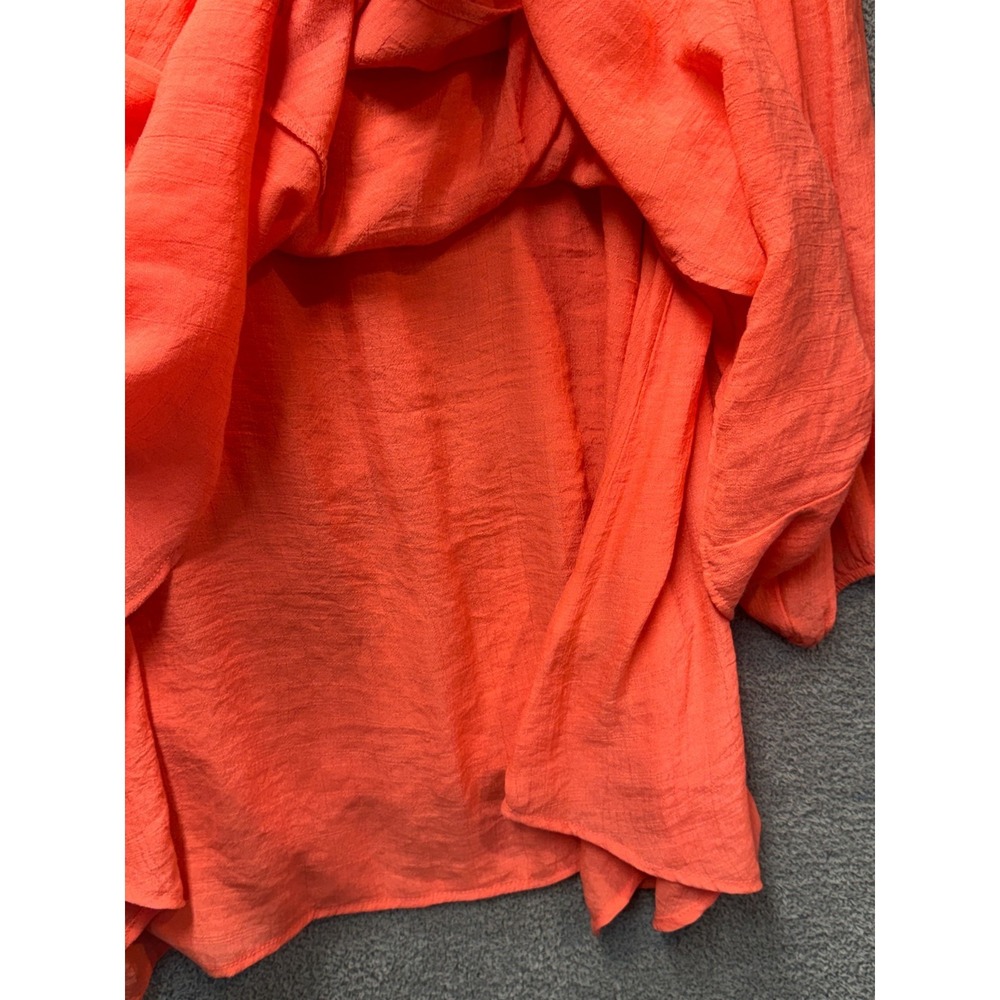 Studio Woman 1X Boho Lace Crochet Top Coral Peasant Blouse Flowy - Picture 9 of 12